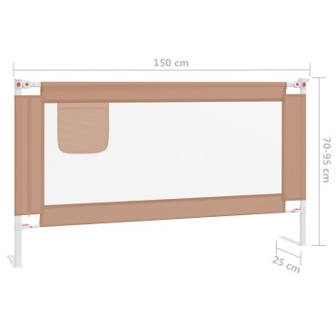 vidaXL Μπάρα Κρεβατιού Προστατευτική Taupe 150 x 25 εκ. Υφασμάτινη