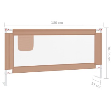 vidaXL Μπάρα Κρεβατιού Προστατευτική Taupe 180 x 25 εκ. Υφασμάτινη