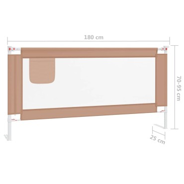 vidaXL Μπάρα Κρεβατιού Προστατευτική Taupe 180 x 25 εκ. Υφασμάτινη