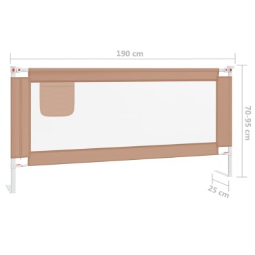 vidaXL Μπάρα Κρεβατιού Προστατευτική Taupe 190 x 25 εκ. Υφασμάτινη