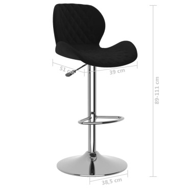 vidaXL Σκαμπό Μπαρ 2 τεμ. Μαύρα Βελούδινα 48x51x(89-111)cm