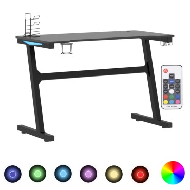 vidaXL Γραφείο Gaming με LED Μαύρο 110x60x75cm σε Σχήμα Ζ 1 τεμ.