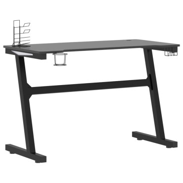 vidaXL Γραφείο Gaming με LED Μαύρο 110x60x75cm σε Σχήμα Ζ 1 τεμ.