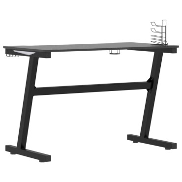 vidaXL Γραφείο Gaming με LED Μαύρο 110x60x75cm σε Σχήμα Ζ 1 τεμ.