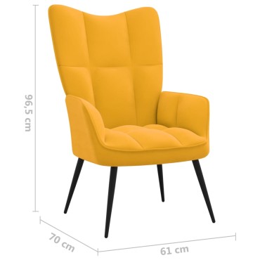 vidaXL Πολυθρόνα Relax Κίτρινο Μουσταρδί Βελούδινη 61x70x96,5cm 1 τεμ.