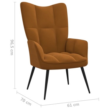 vidaXL Πολυθρόνα Relax Καφέ Βελούδινη 61x70x96,5cm 1 τεμ.