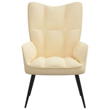 vidaXL Πολυθρόνα Relax Λευκό Κρεμ Βελούδινη 61x70x96,5cm 1 τεμ.