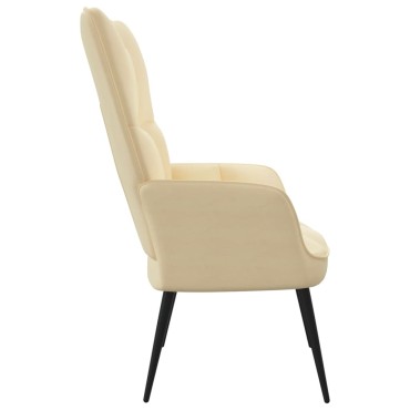 vidaXL Πολυθρόνα Relax Λευκό Κρεμ Βελούδινη 61x70x96,5cm 1 τεμ.