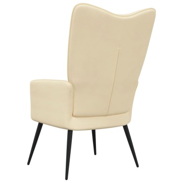 vidaXL Πολυθρόνα Relax Λευκό Κρεμ Βελούδινη 61x70x96,5cm 1 τεμ.