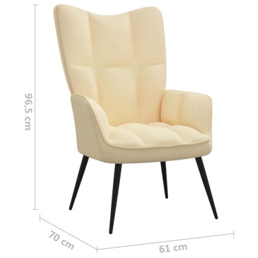vidaXL Πολυθρόνα Relax Λευκό Κρεμ Βελούδινη 61x70x96,5cm 1 τεμ.