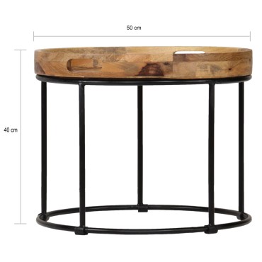 vidaXL Τραπεζάκι Σαλονιού 50x40cm από Μασίφ Ξύλο Μάνγκο και Ατσάλι 1 τεμ.
