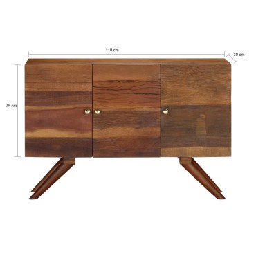 vidaXL Μπουφές Καφέ 110x30x75cm από Μασίφ Ανακυκλωμένο Ξύλο 1 τεμ.