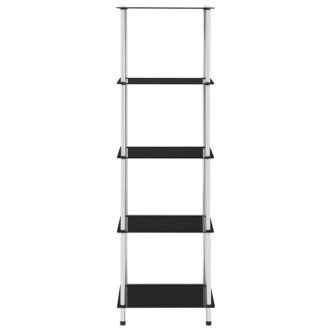 vidaXL Ράφι Διαφανές 5 Επιπέδων Μαύρο 40x40x130cm Ψημένο Γυαλί 1 τεμ.