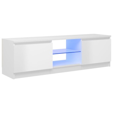 vidaXL Έπιπλο Τηλεόρασης με LED Γυαλιστερό Λευκό 120x30x36cm