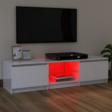 vidaXL Έπιπλο Τηλεόρασης με LED Γυαλιστερό Λευκό 120x30x36cm