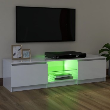 vidaXL Έπιπλο Τηλεόρασης με LED Γυαλιστερό Λευκό 120x30x36cm