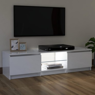 vidaXL Έπιπλο Τηλεόρασης με LED Γυαλιστερό Λευκό 120x30x36cm