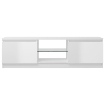 vidaXL Έπιπλο Τηλεόρασης με LED Γυαλιστερό Λευκό 120x30x36cm