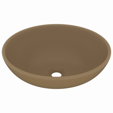 vidaXL Νιπτήρας Πολυτελής Οβάλ Κρεμ Ματ 40 x 33 εκ. Κεραμικός