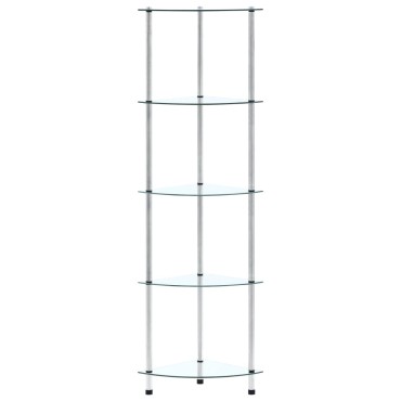 vidaXL Ράφι Διαφανές 5 Επιπέδων 30x30x130cm από Ψημένο Γυαλί 1 τεμ.