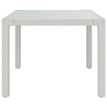 vidaXL Τραπέζι Κήπου Λευκό 90x90x75cm από Ψημένο Γυαλί/Συνθετικό Ρατάν 1 τεμ.