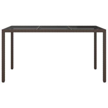 vidaXL Τραπέζι Κήπου Καφέ 150x90x75cm Συνθετικό Ρατάν/Ψημένο Γυαλί 1 τεμ.