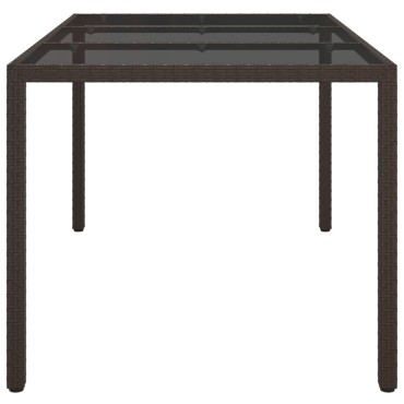 vidaXL Τραπέζι Κήπου Καφέ 150x90x75cm Συνθετικό Ρατάν/Ψημένο Γυαλί 1 τεμ.