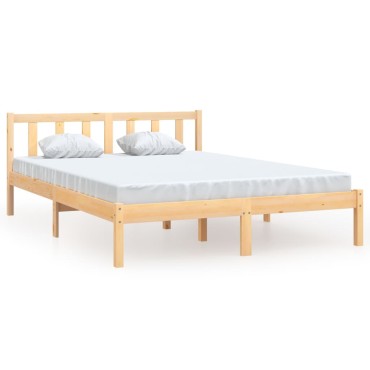 vidaXL Πλαίσιο Κρεβατιού 140x190cm από Μασίφ Ξύλο Πεύκου 1 τεμ. - Μονό