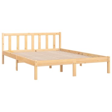 vidaXL Πλαίσιο Κρεβατιού 140x190cm από Μασίφ Ξύλο Πεύκου 1 τεμ. - Διπλό