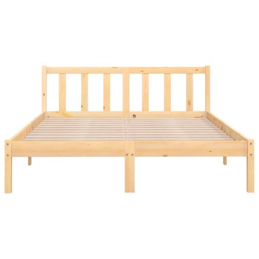 vidaXL Πλαίσιο Κρεβατιού 140x190cm από Μασίφ Ξύλο Πεύκου 1 τεμ. - Διπλό