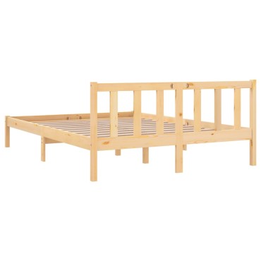 vidaXL Πλαίσιο Κρεβατιού 140x190cm από Μασίφ Ξύλο Πεύκου 1 τεμ. - Διπλό