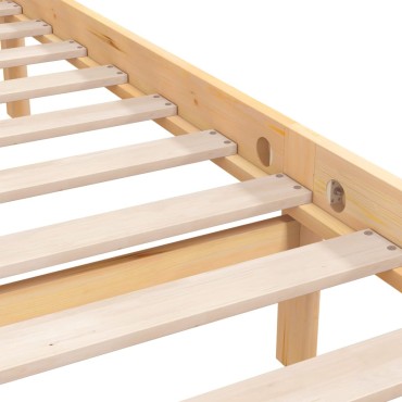 vidaXL Πλαίσιο Κρεβατιού 140x190cm από Μασίφ Ξύλο Πεύκου 1 τεμ. - Διπλό