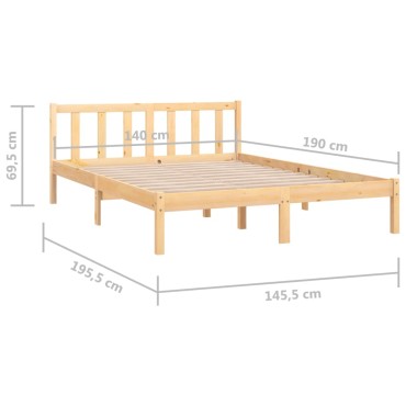 vidaXL Πλαίσιο Κρεβατιού 140x190cm από Μασίφ Ξύλο Πεύκου 1 τεμ. - Διπλό