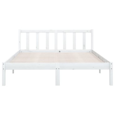 vidaXL Πλαίσιο Κρεβατιού Λευκό 140x190cm από Μασίφ Ξύλο Πεύκου 1 τεμ. - Μονό