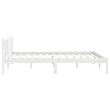 vidaXL Πλαίσιο Κρεβατιού Λευκό 140x190cm από Μασίφ Ξύλο Πεύκου 1 τεμ. - Μονό