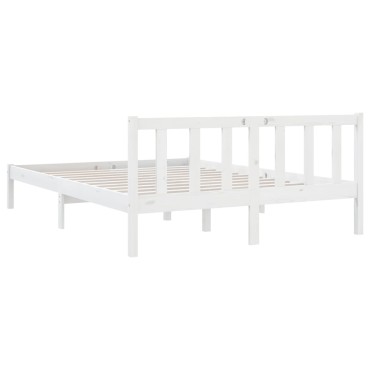 vidaXL Πλαίσιο Κρεβατιού Λευκό 140x190cm από Μασίφ Ξύλο Πεύκου 1 τεμ. - Μονό
