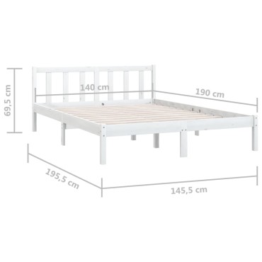 vidaXL Πλαίσιο Κρεβατιού Λευκό 140x190cm από Μασίφ Ξύλο Πεύκου 1 τεμ. - Μονό