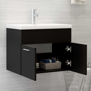 vidaXL Ντουλάπι Νιπτήρα Μαύρο 60x38,5x46cm από Επεξεργασμένο Ξύλο 1 τεμ.