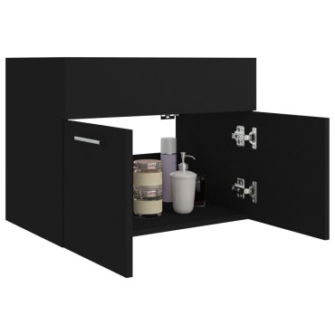 vidaXL Ντουλάπι Νιπτήρα Μαύρο 60x38,5x46cm από Επεξεργασμένο Ξύλο 1 τεμ.