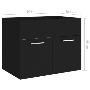 vidaXL Ντουλάπι Νιπτήρα Μαύρο 60x38,5x46cm από Επεξεργασμένο Ξύλο 1 τεμ.