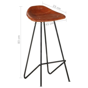 vidaXL Σκαμπό Μπαρ 2 τεμ. Καφέ από Γνήσιο Δέρμα 45x39x83cm