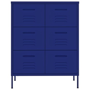 vidaXL Συρταριέρα Ναυτικό Μπλε 80x35x101,5cm από Ατσάλι 1 τεμ.