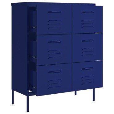 vidaXL Συρταριέρα Ναυτικό Μπλε 80x35x101,5cm από Ατσάλι 1 τεμ.
