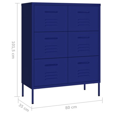 vidaXL Συρταριέρα Ναυτικό Μπλε 80x35x101,5cm από Ατσάλι 1 τεμ.