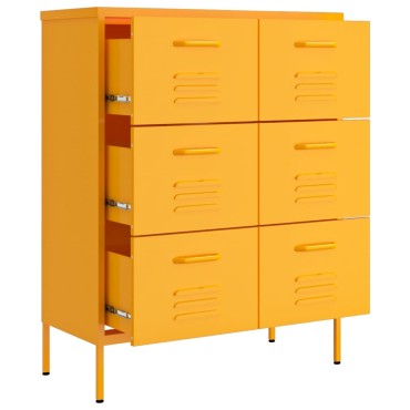 vidaXL Συρταριέρα Μουσταρδί 80x35x101,5cm από Ατσάλι 1 τεμ.