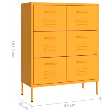 vidaXL Συρταριέρα Μουσταρδί 80x35x101,5cm από Ατσάλι 1 τεμ.