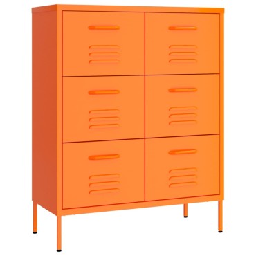 vidaXL Συρταριέρα Πορτοκαλί 80x35x101,5cm από Ατσάλι 1 τεμ.