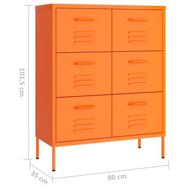vidaXL Συρταριέρα Πορτοκαλί 80x35x101,5cm από Ατσάλι 1 τεμ.