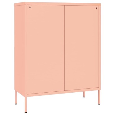 vidaXL Συρταριέρα Ροζ 80x35x101,5cm από Ατσάλι 1 τεμ.