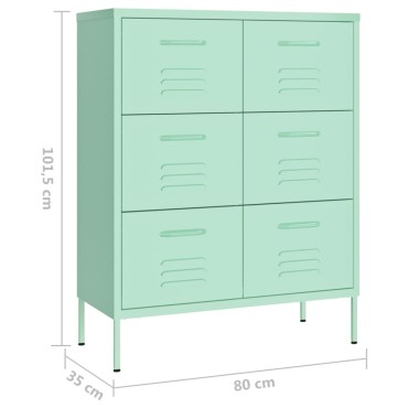 vidaXL Συρταριέρα Χρώμα Μέντα 80x35x101,5cm από Ατσάλι 1 τεμ.